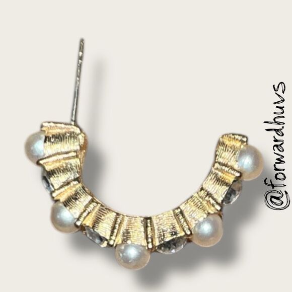 Bundle Sale 3 for $15 | Gold Tone With Faux Pear Half Hoop Earrings - Picture 4 of 10